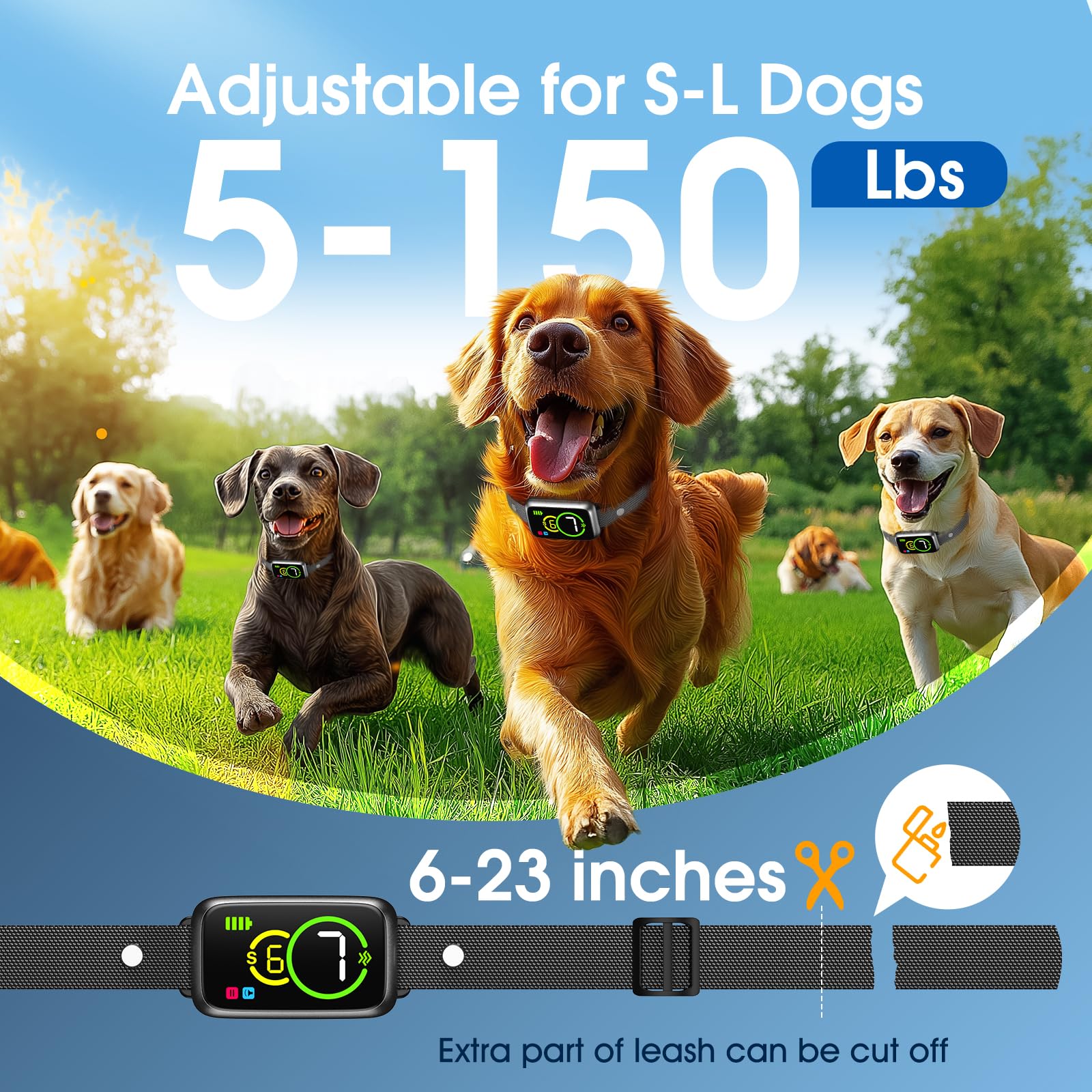 1S Stop Barking Smart Dog Bark Collar, Humane Anti Barking Device with Beep & Vibration, 7 Adjustable Sensitivity, Ultra-Light Bark Collar for Small Medium Large Dogs (Black, 1 Pack)