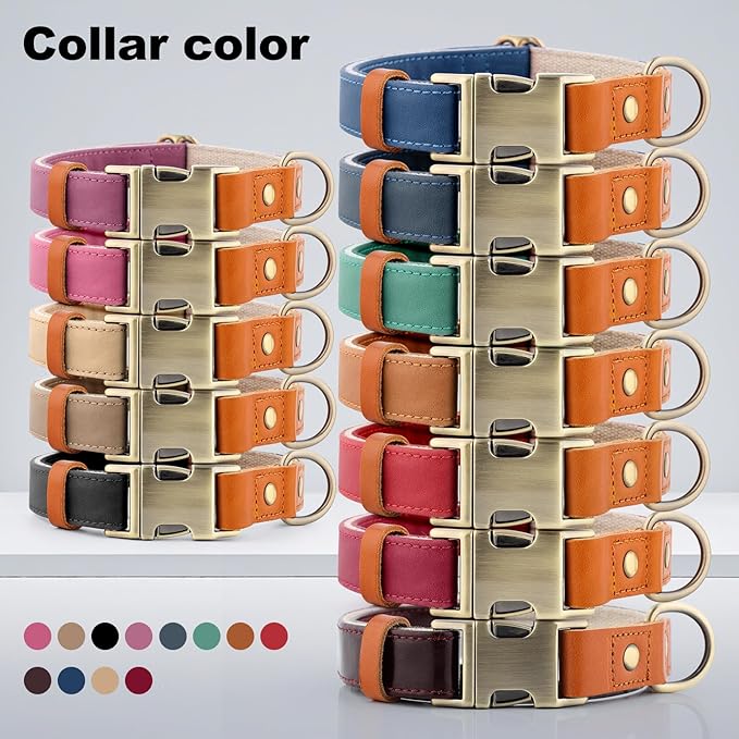 Plutus Pet Genuine Leather & Hemp Dog Collar – Adjustable Heavy Duty Pet Collar with Quick Release Metal Buckle, Soft & Stylish for Puppy and Small, Medium, Large Dogs (Burgundy, XS)