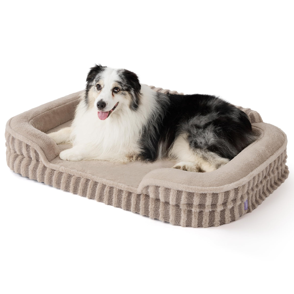 LE SURE Cute Cozy High Back Orthopedic Dog Beds Large Sized Dog,35" Beige