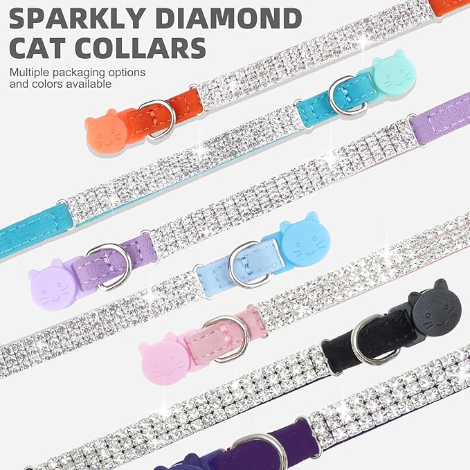 EXPAWLORER Soft Velvet Safe Cat Collars for Girl Cats,Blue & Light Purple