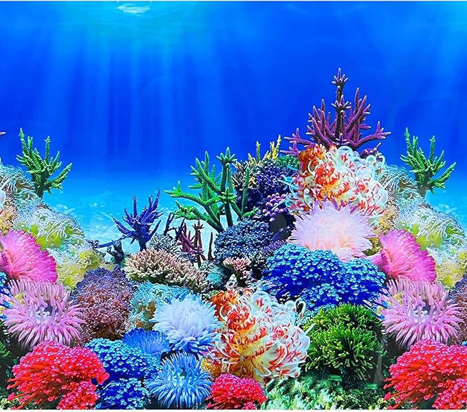 XCNO Aquarium Background Poster Fish Tank Wallpaper, Double-Sided, 16"x 33"