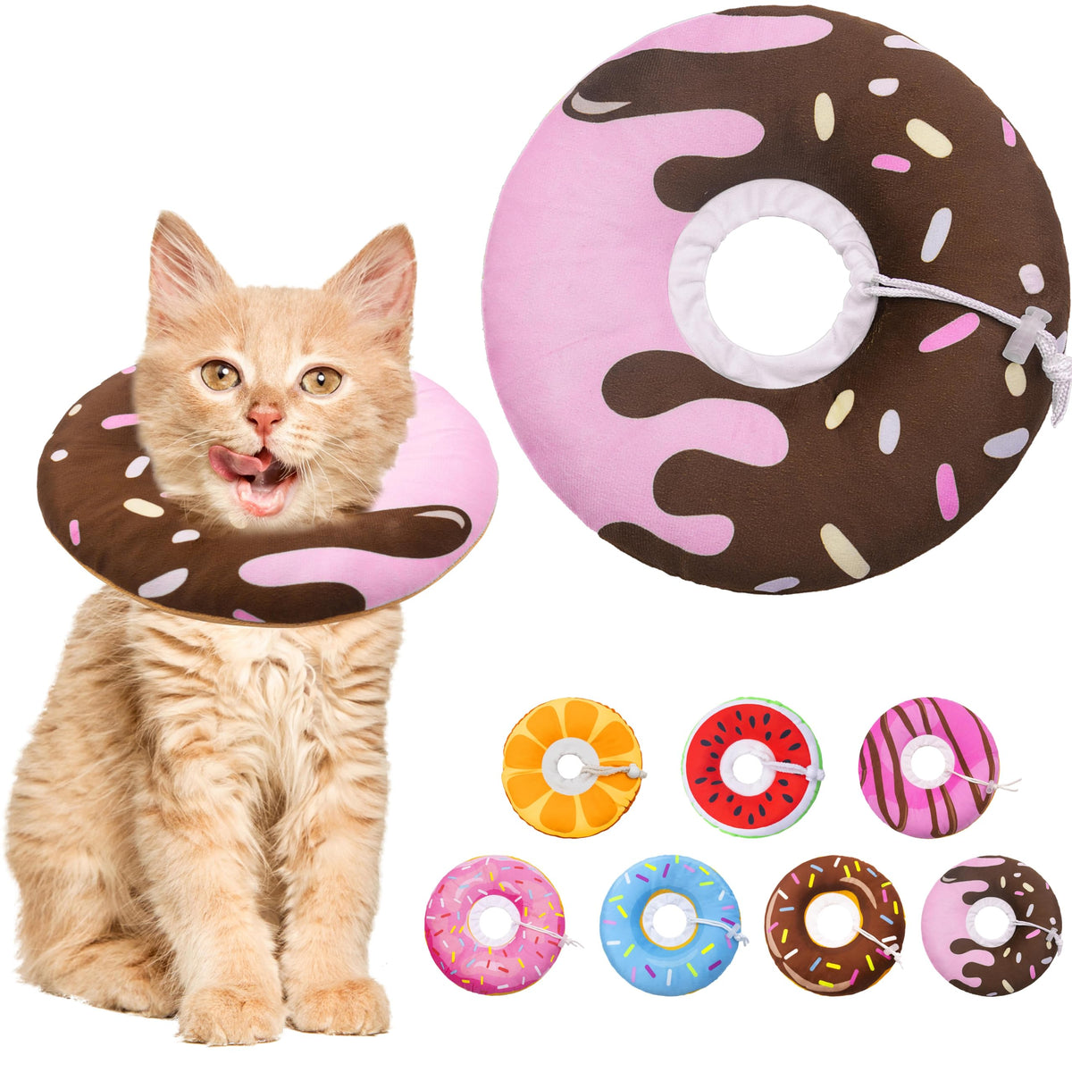 Seyezo Cat Cone Collar Soft, Adjustable Cat Recovery Cone, Orange, Small