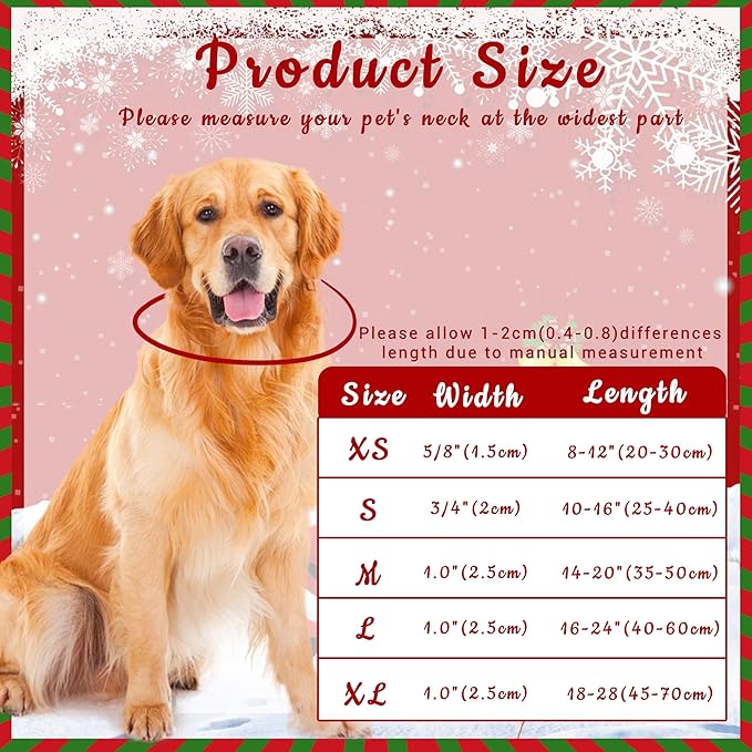 Seyezo Christmas Plaid Dog Collar, Classical Boys Girls Puppy Collar for Small Medium Large Dogs, Adjustable Soft Pet Collar with Safety Buckle for Male Females(Red Plaid, XS)