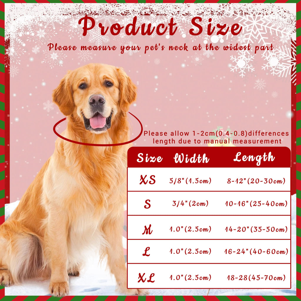 Seyezo Christmas Plaid Dog Collar, Metal D-Ring, Red Plaid, XS