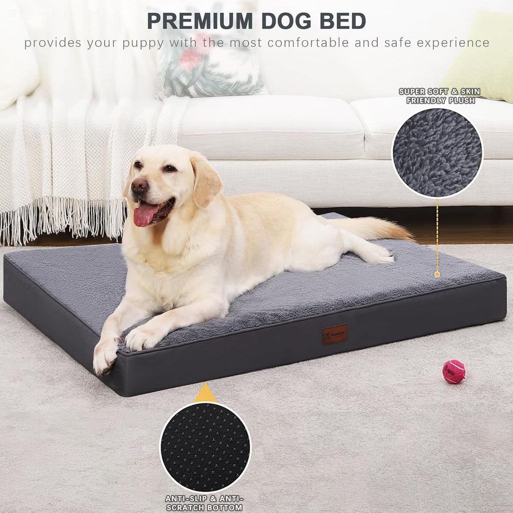 MIHIKK Waterproof Medium Size Dog Crate Bed Orthopedic 35x22 Grey