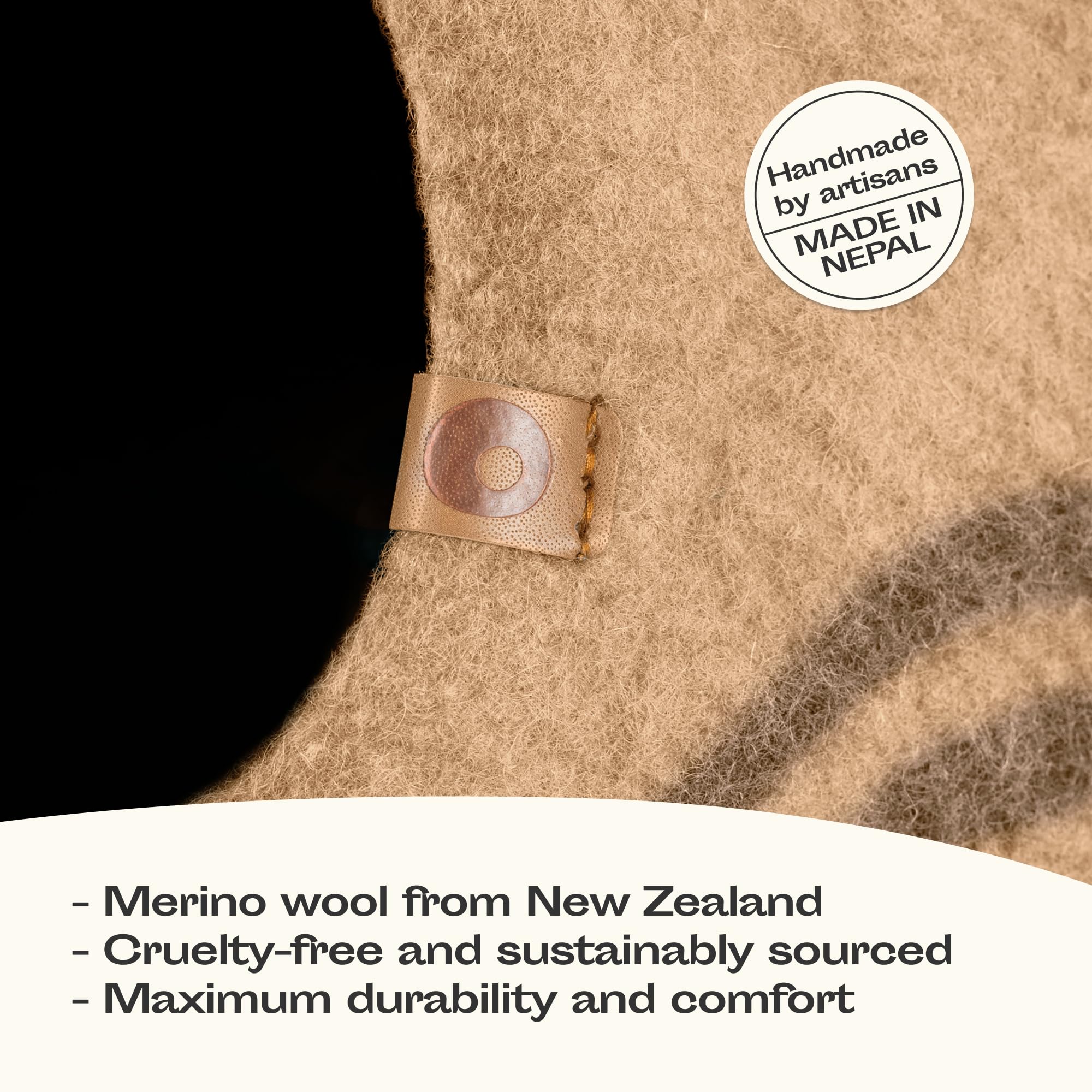 MEOWFIA Cat Cave - Merino Wool Bed for Indoor Cats (Beige, Medium)