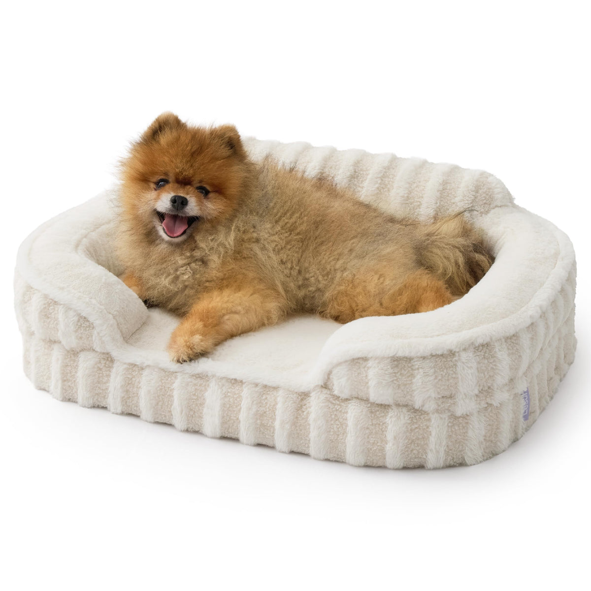 LE SURE Cute Cozy High Back Orthopedic Dog Beds Large Sized Dog,35" Beige