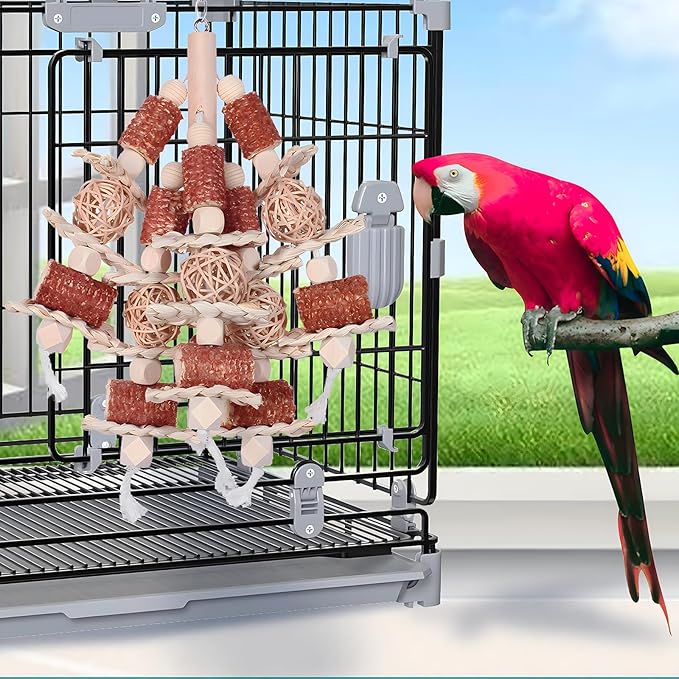 kencunay Bird Toys,Natural Corn Stick Parrot Toys Hanging in Bird Cages
