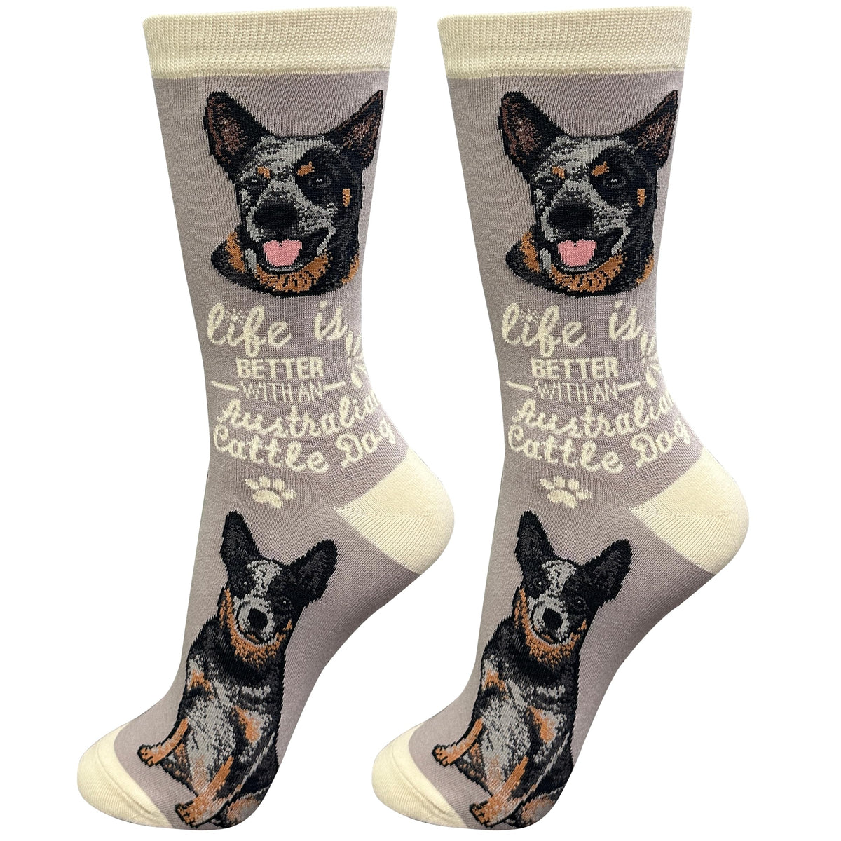 E&S Pets Pet Lover Socks - Dog Socks - Cat Socks - Fun Pet Lover Gifts - Cute Crew Socks - Unisex Novelty Socks - One Size Fits Most (Australian Cattle Dog)