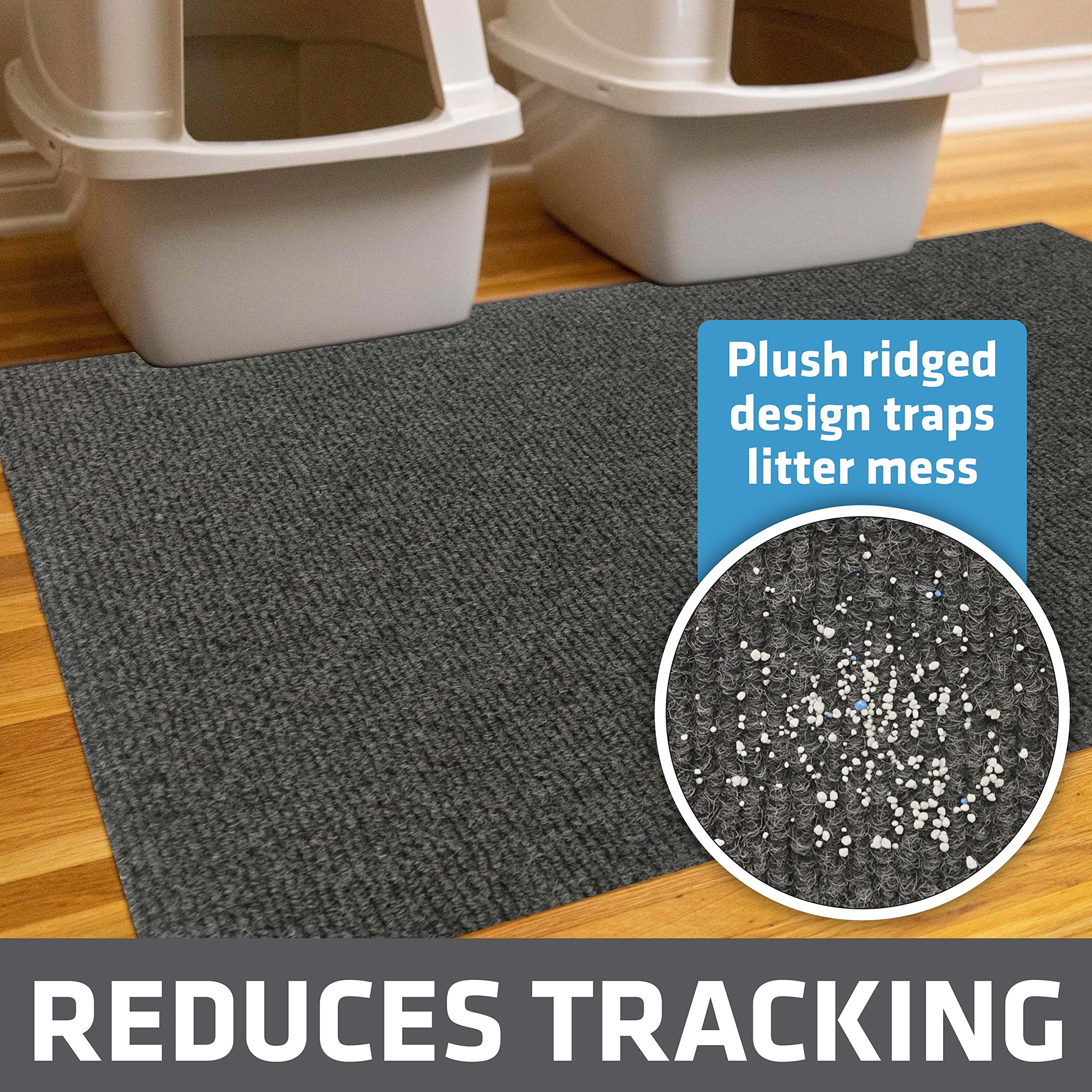 Drymate Cat Litter Box Mat, Litter Trapping Mat, Charcoal, 30x45 Jumbo XXL