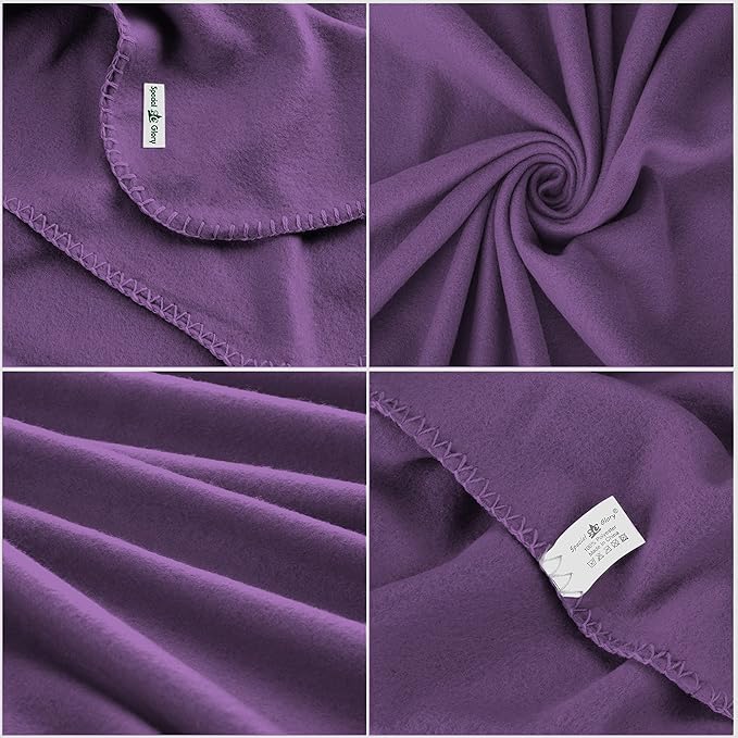 Fleece Throw Blanket Set Bulk for Travel Kids Outdoor Wedding Pet (Purple, Pack of 6 50x60 Inches)