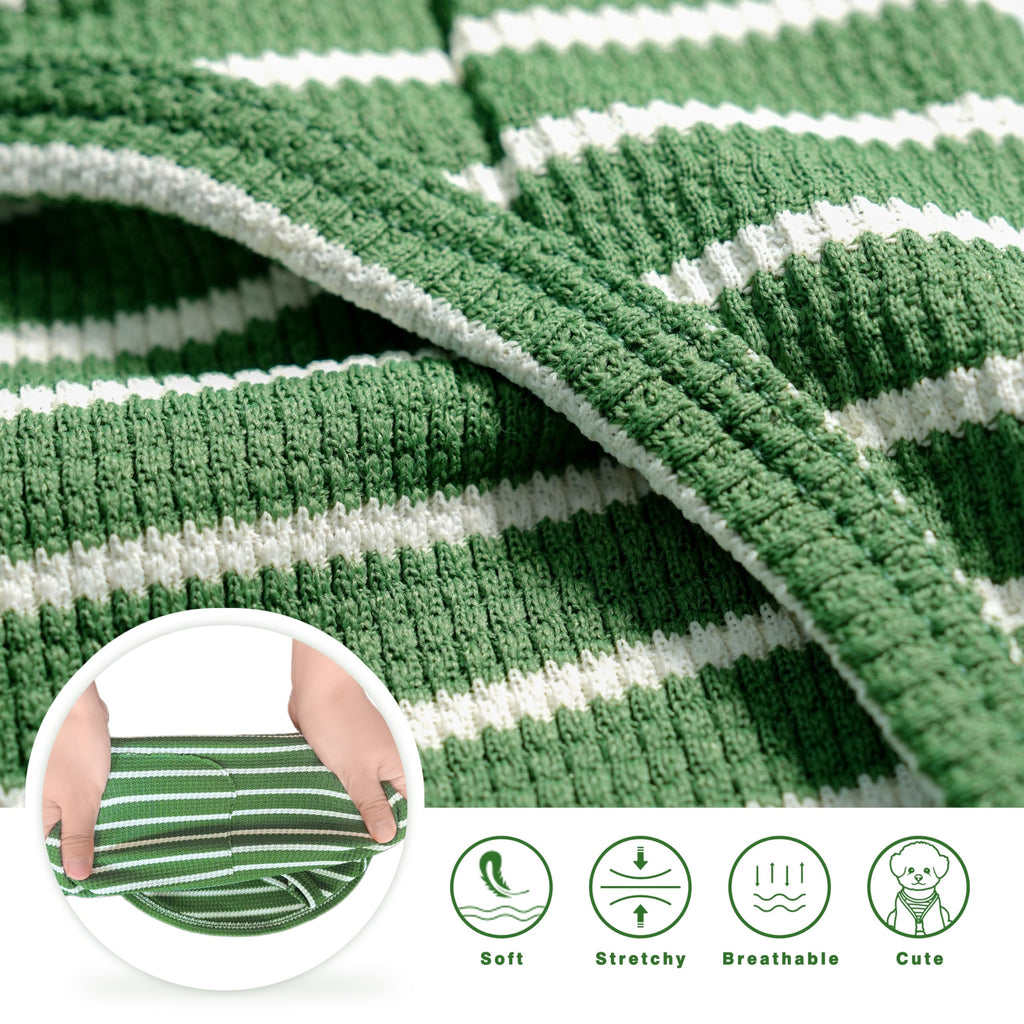 COOHAMS Dog Clothes, Stripe Dogs Shirts for Small & Medium Breeds, Pet Tank Top, Breathable Waffle Fabric Puppy Outfit, Shirt for Chihuahua, Yorkie, Dachshund, Corgi (Green, Small)
