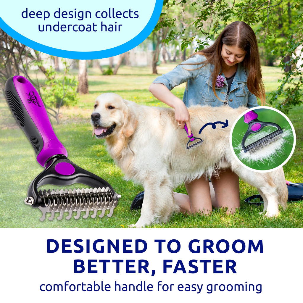 Pat Your Pet Deshedding Dog Brush For Shedding – Cat Brushes For Indoor Cats, Double-Sided Cat Brush Deshedding & Grooming Tool For Long Haired And Short Haired Dogs, Skin-Friendly