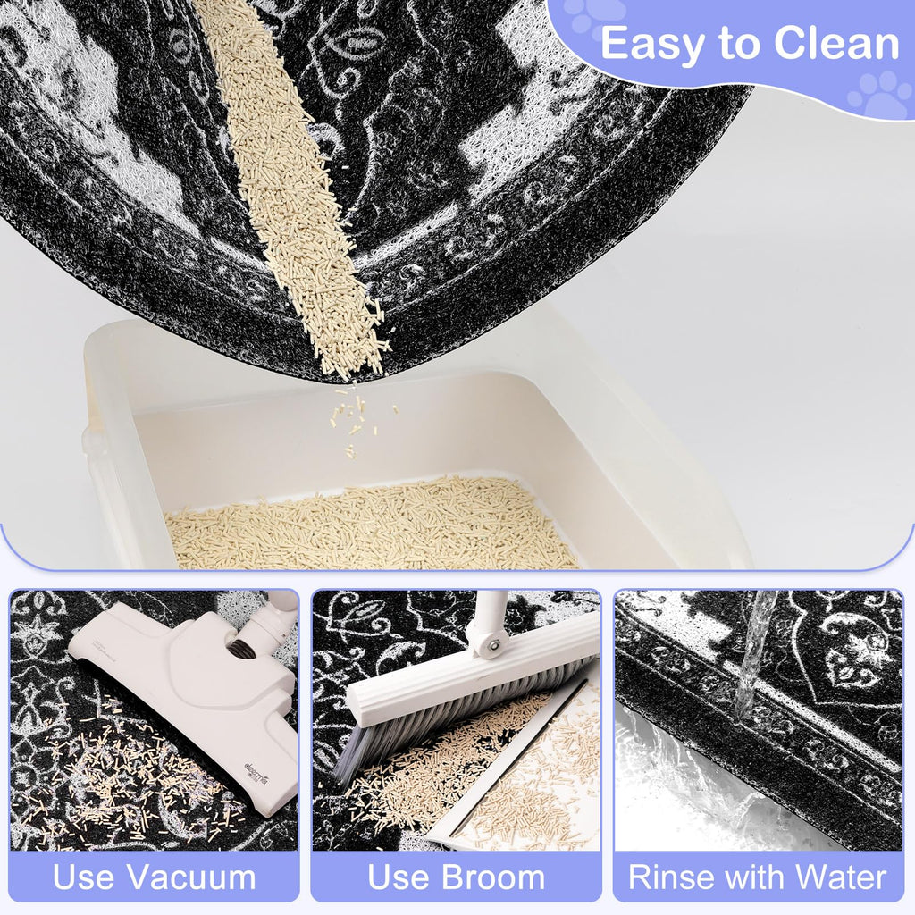 Bienbee Cat Litter Mat, 40" x 30" Dense Trapping Mesh for Litter Boxes