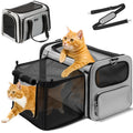 CarryTip Expandable Cat Carrier, Airline Approved Soft Sided Pet Carrier for Cats & Small Dogs Up to 15 lbs, with Locking Safety Zippers & Cozy Fleece Pad, Portable for Car & Vet Visits, Black