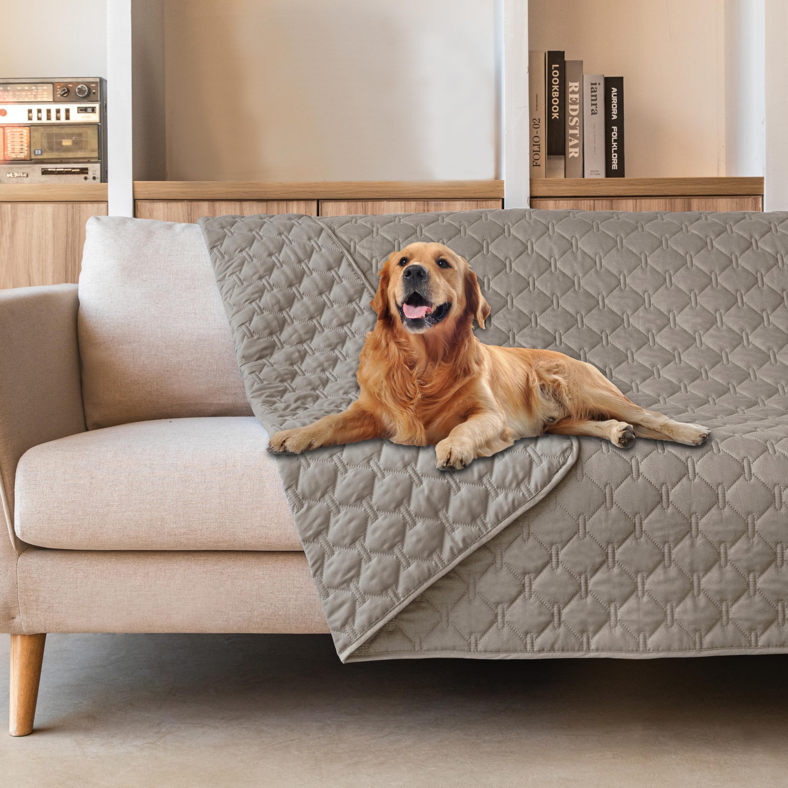 gogobunny 3X Stronger Waterproof Pet Blanket, Scratch Proof Furniture Protector for Dogs Cats, Reversible Cover 82x120 Inch — 82x102 Inch (Pack of 1)