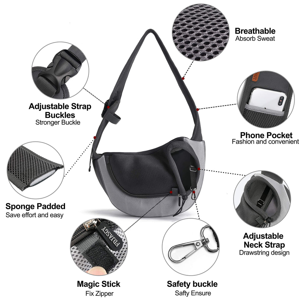 FDJASGY Pet Sling Carrier for Small Dogs Cats,Breathable Mesh Travelling Hand Free Puppy Backpack with Pouch and Adjustable Strap Carrier