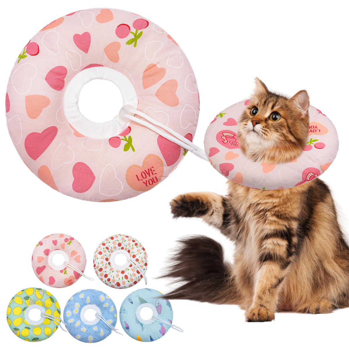 Seyezo Cat Cone Collar Soft, Adjustable Cat Recovery Cone, Orange, Small