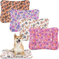Tuanse 4 Pack Ultra Soft Dog Cat Bed Mat Small Animal Guinea Pig Bed with Cute Print Reversible Fleece Dog Crate Kennel Pad Cozy Washable Thickened Hamster Pet Beds Mat(30 x 22 Inches,Vivid Color)