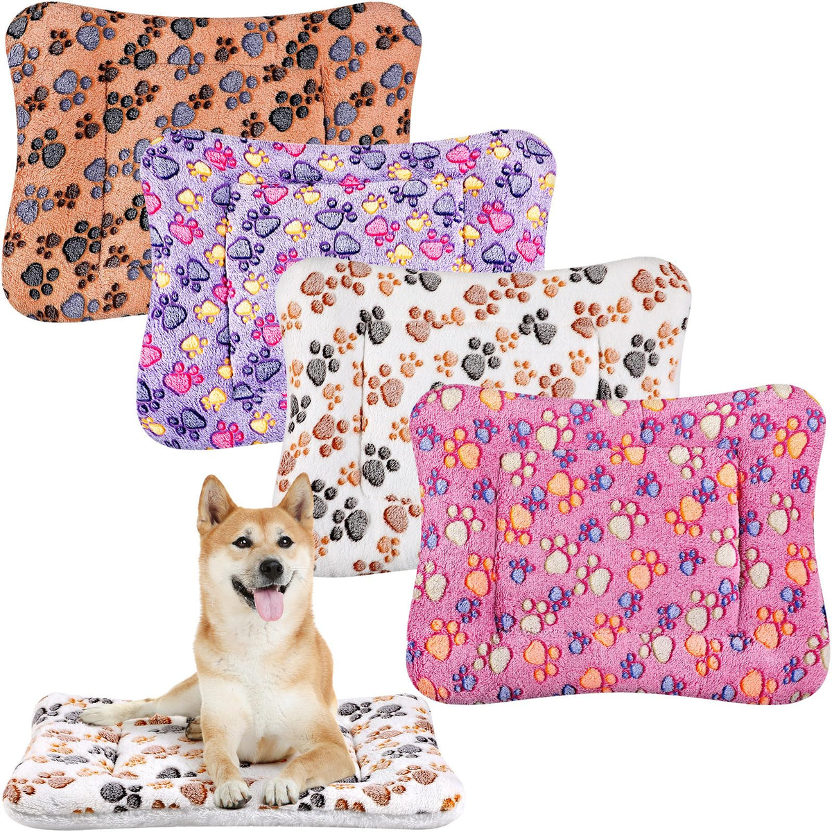 Tuanse 4 Pack Soft Pet Bed Mat Small Dog Crate Fleece