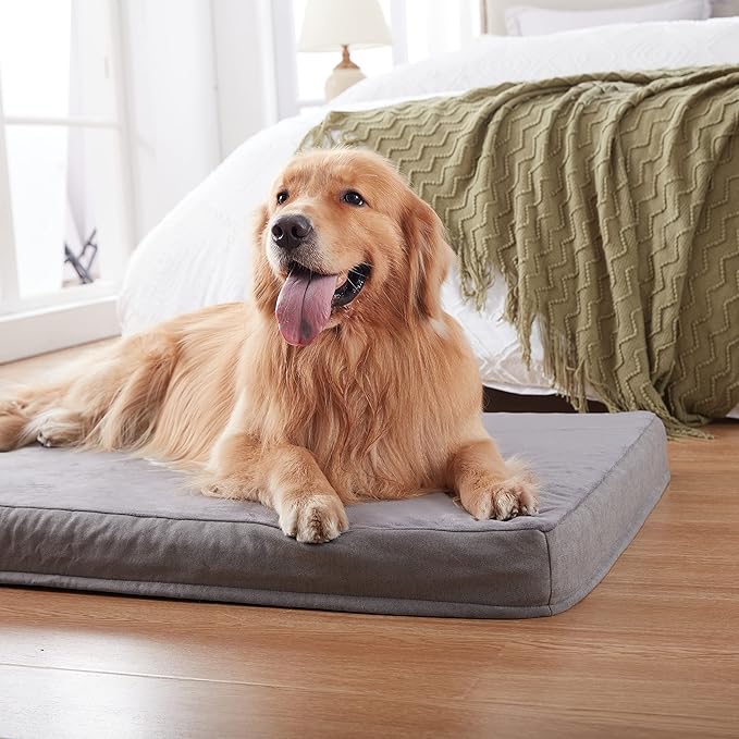 GOHOO PET Orthopedic Memory Foam Dog Bed, Cooling Dog Beds Waterproof Pet Bed for Crate with Removable Washable Cover, L(35inch,65Lbs)