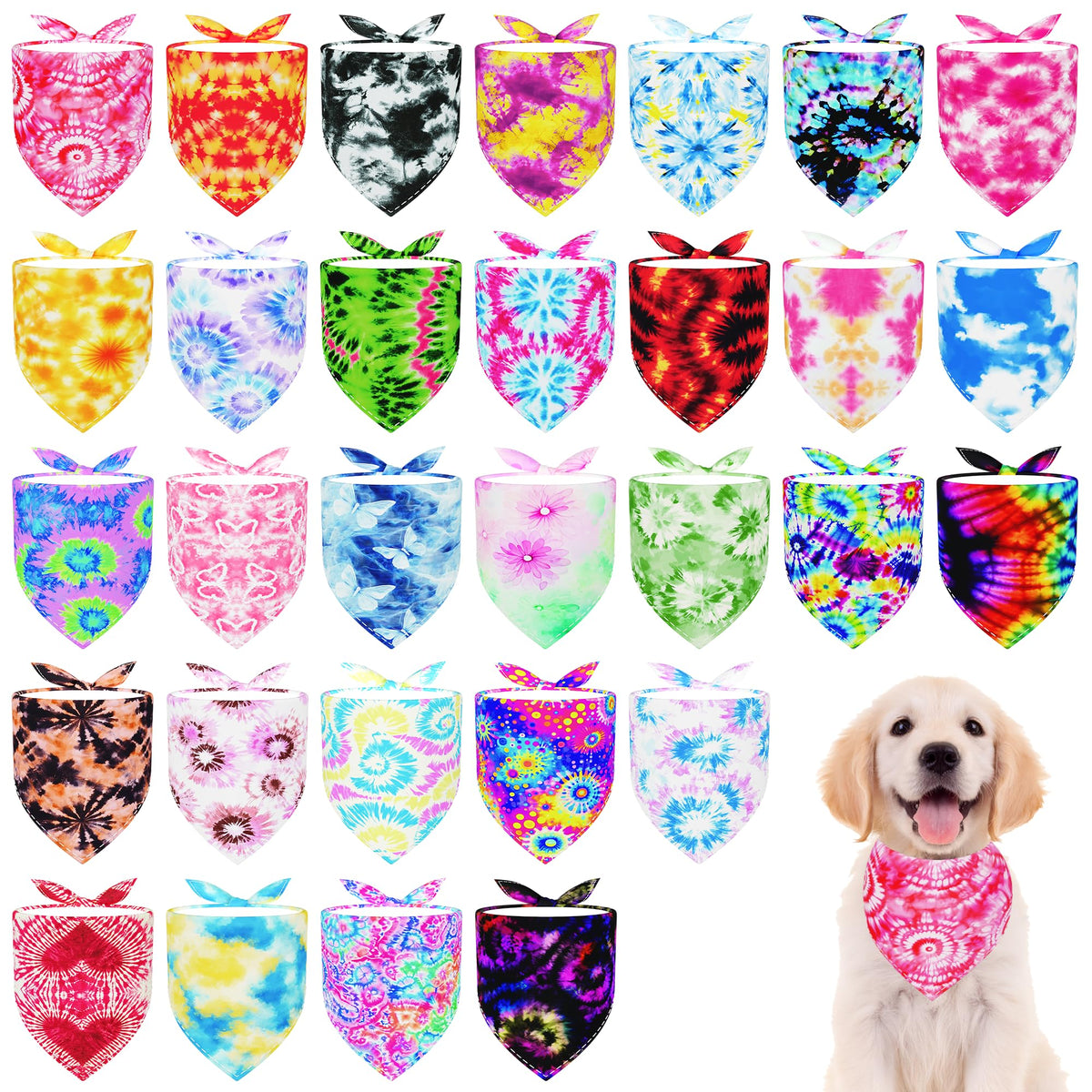Pai Sence Pride Day Dog Bandanas Bulk for Small Dogs Sewn Edges 18" 30Pcs S