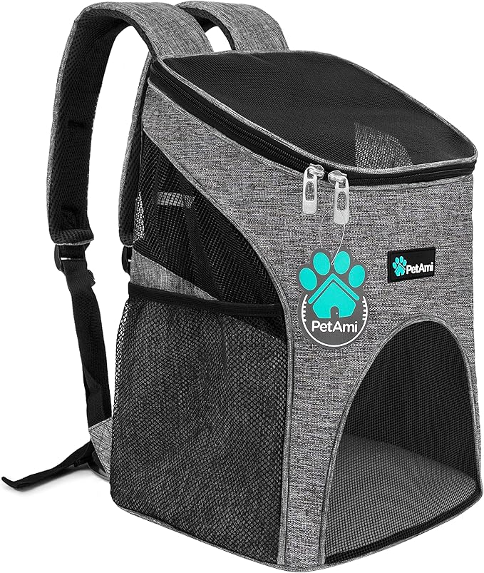 PetAmi Cat Backpack Carrier, Airline Approved Pet Carrier Backpack for Small Dogs and Large Cats, Soft Sided Collapsible Ventilated with Sherpa Bed for Hiking Travel