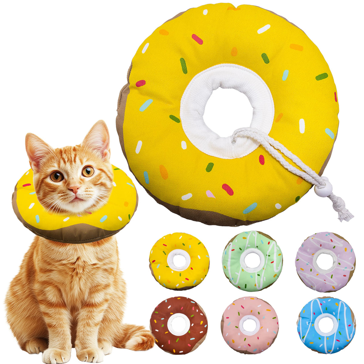 Seyezo Cat Cone Collar Soft, Adjustable Cat Recovery Cone, Orange, Small