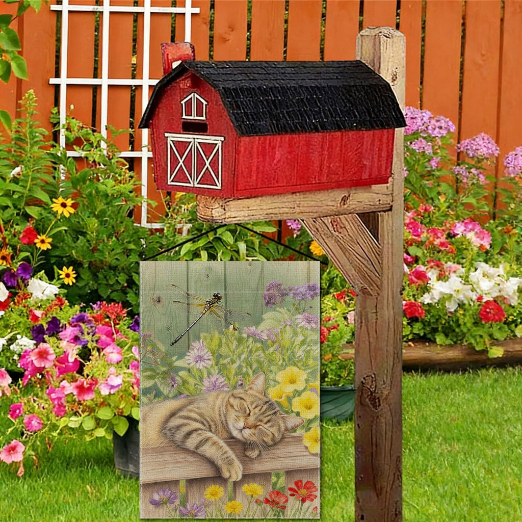 ALEXMACLIST Spring Summer Cat Garden Flag 12x18 Inch Double Sided Outside