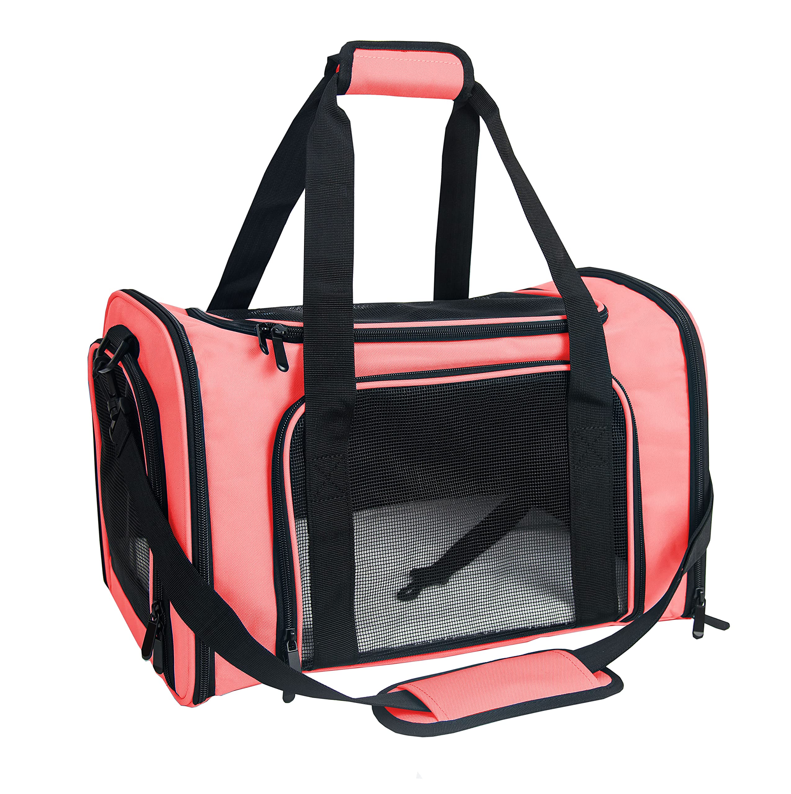 NextFri Soft Sided Carrier for Small Medium Cats Dogs,Removable Pad Collapsible Travel Pet Carrier Large Watermelon