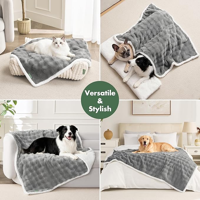 Soft Cozy Waterproof Twin Blanket for Bed Intimacy - Room Decor Large Dog Blankets for Bed Protector, Washable Pet Blankets for Indoors & Outdoors, Grey, 60"x80"
