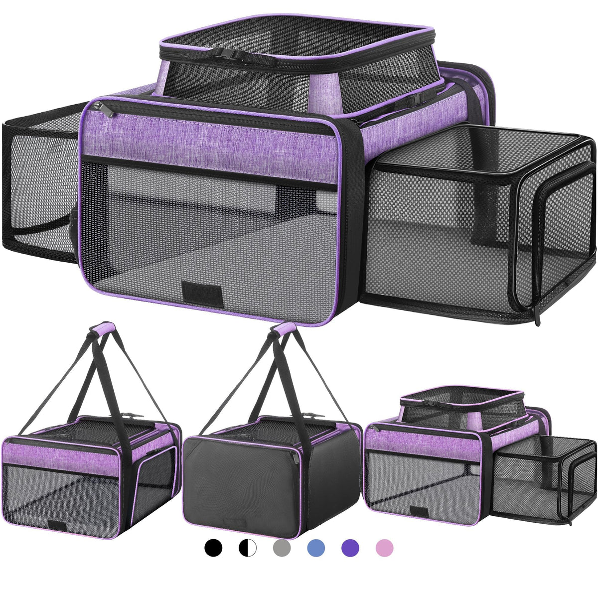 Top and 2 Sides Expandable Cat Carrier 18x11x11 TSA Airline Approved