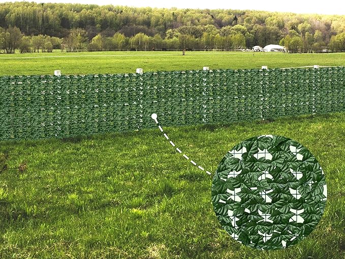 Artificial Fence Privacy Screen: 6FT x 50FT UV-Anti Faux Greenery Backdrop Ivy Chain Link Shades Panels for Patio, Balcony, Garden,Deck,Backyard Indoor Outdoor Green Wall Decor