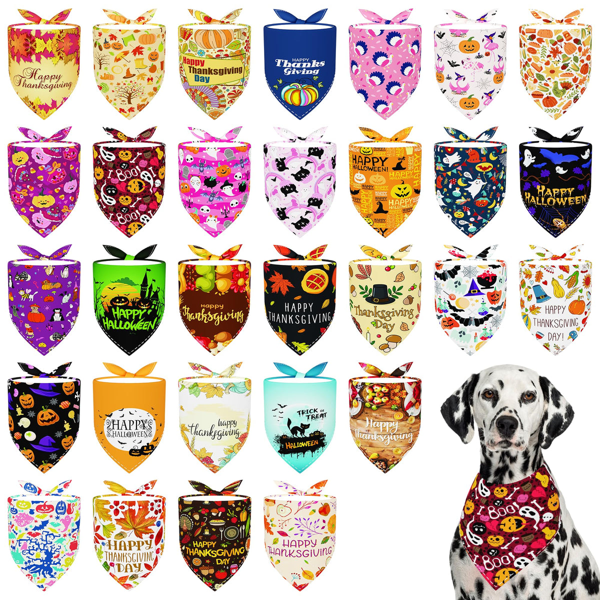 Pai Sence Pride Day Dog Bandanas Bulk for Small Dogs Sewn Edges 18" 30Pcs S