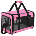 Soft Sided Cat/Dog Carrier,Collapsible Pets Travel Carriers for Pet/Puppy with Shoulder Strap & Removable Mat,Mesh Top Load Small Dogs/Cats Carry Bag Up to 25 Lbs（Pink,L）