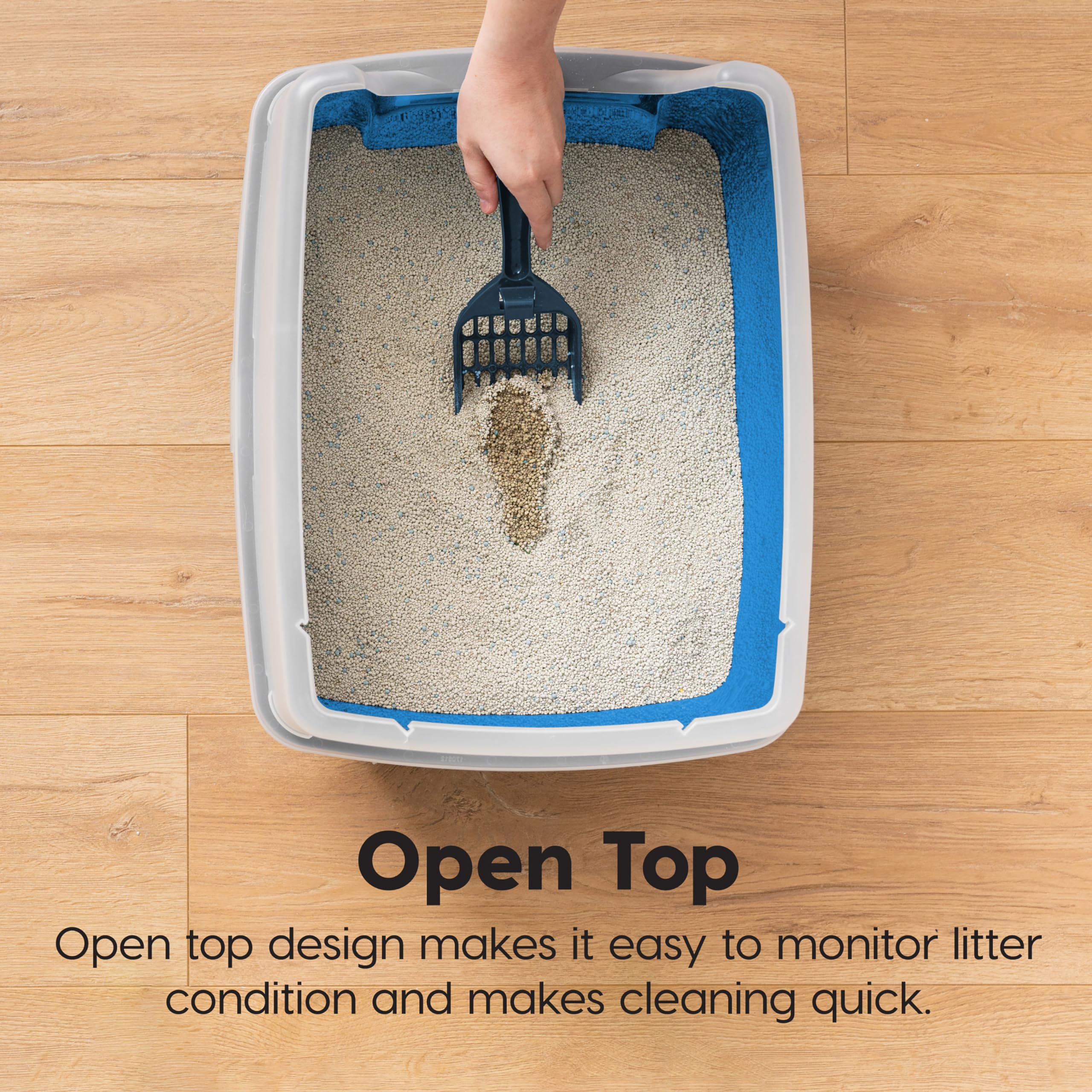 IRIS USA Large High Sided Cat Litter Box, Scatter Shield