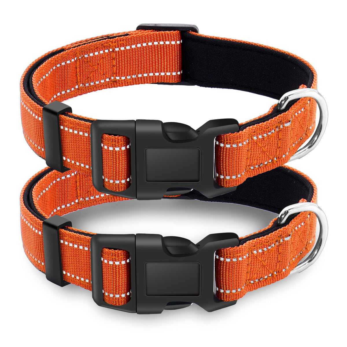 LIEVUIKEN 2 Pack Reflective Dog Collar with Safety Locking Buckle