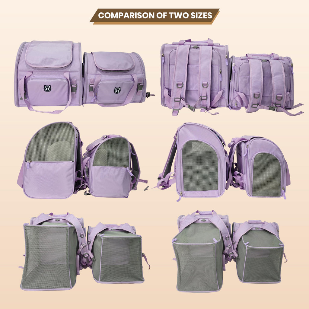 Lollimeow Expandable Cat Carrier Backpack for Large Cats - Airline Approved Pet Carrier Backpack for Small Dogs, Hiking & Travel, Waterproof with Breathable Mesh, 14lbs Capacity (Plum, Standard)