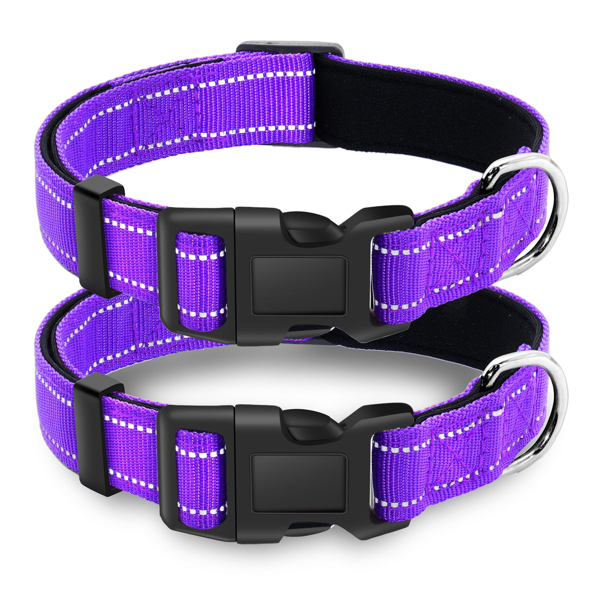 LIEVUIKEN 2 Pack Reflective Dog Collar with Safety Locking Buckle