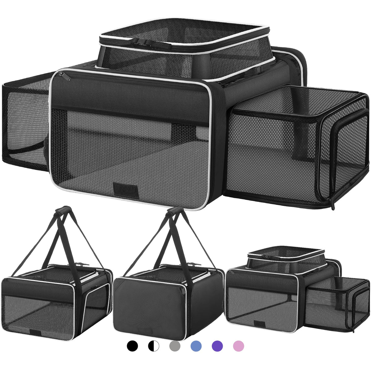 Top and 2 Sides Expandable Cat Carrier 18x11x11 TSA Airline Approved