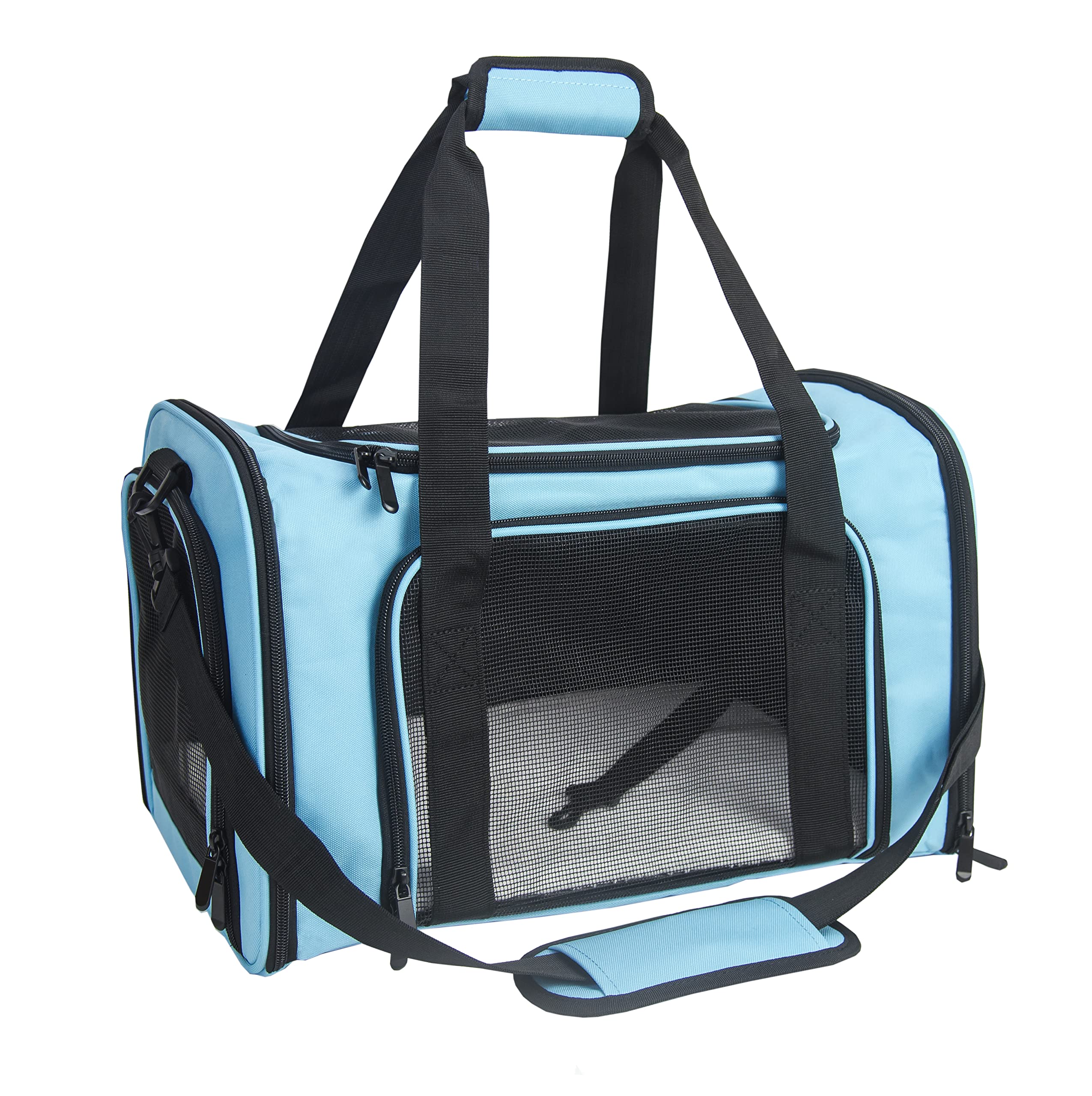 NextFri Soft Sided Carrier for Small Medium Cats Dogs,TSA Airline Approved Collapsible Travel Pet Carrier Medium Blue