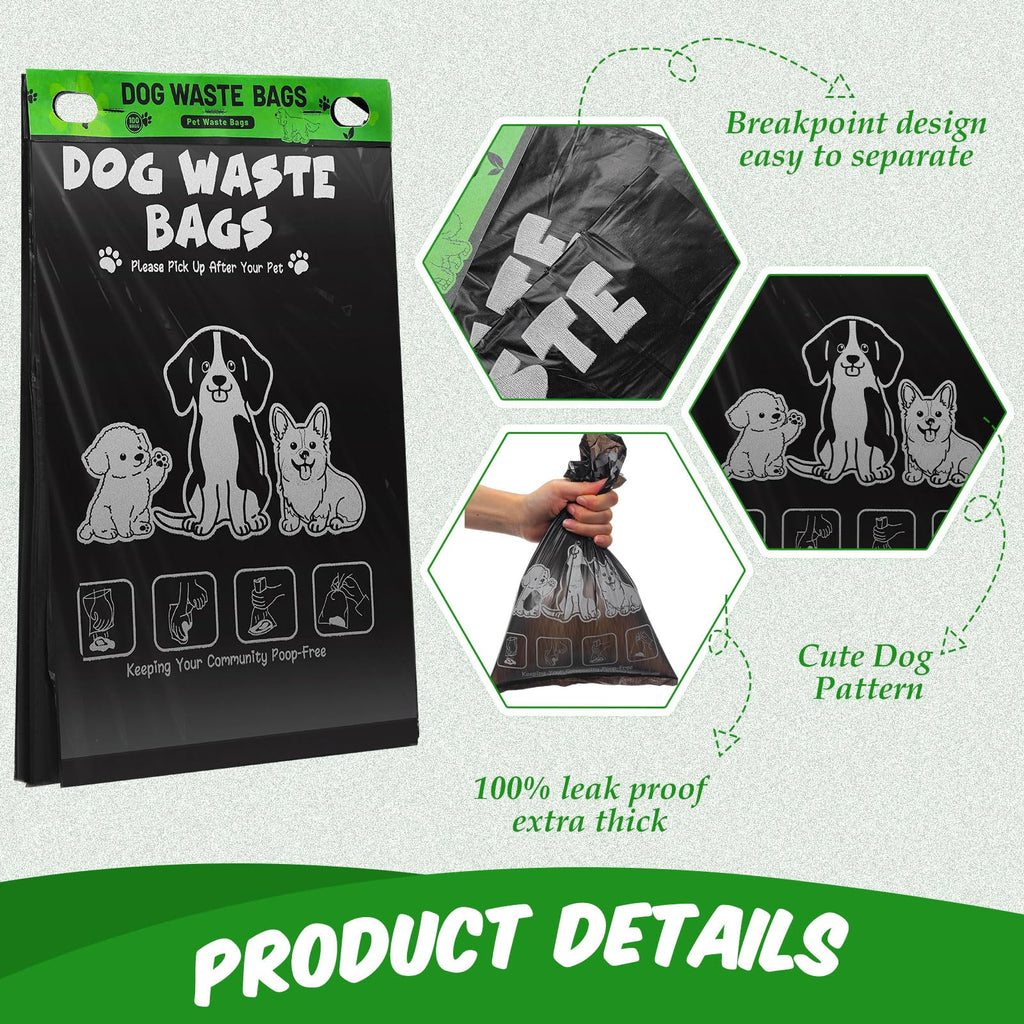 Ireer 40 Count 4000 Pcs Dog Bags Bulk, Cute Pet Waste Bags Bulk Poop Leakproof Easy Single Pull for Dog Waste Station Fit Hang Hole Dispenser Pet Home Outdoor
