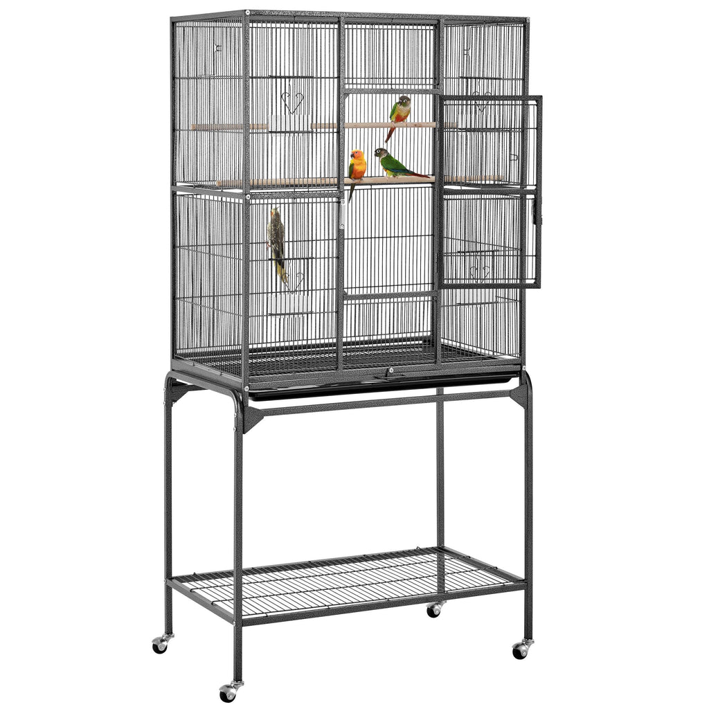 Yaheetech 63-Inch Wrought Iron Rolling Large Bird Cage for African Grey Small Quaker Amazon Parrots Canary Bird Flight Cage