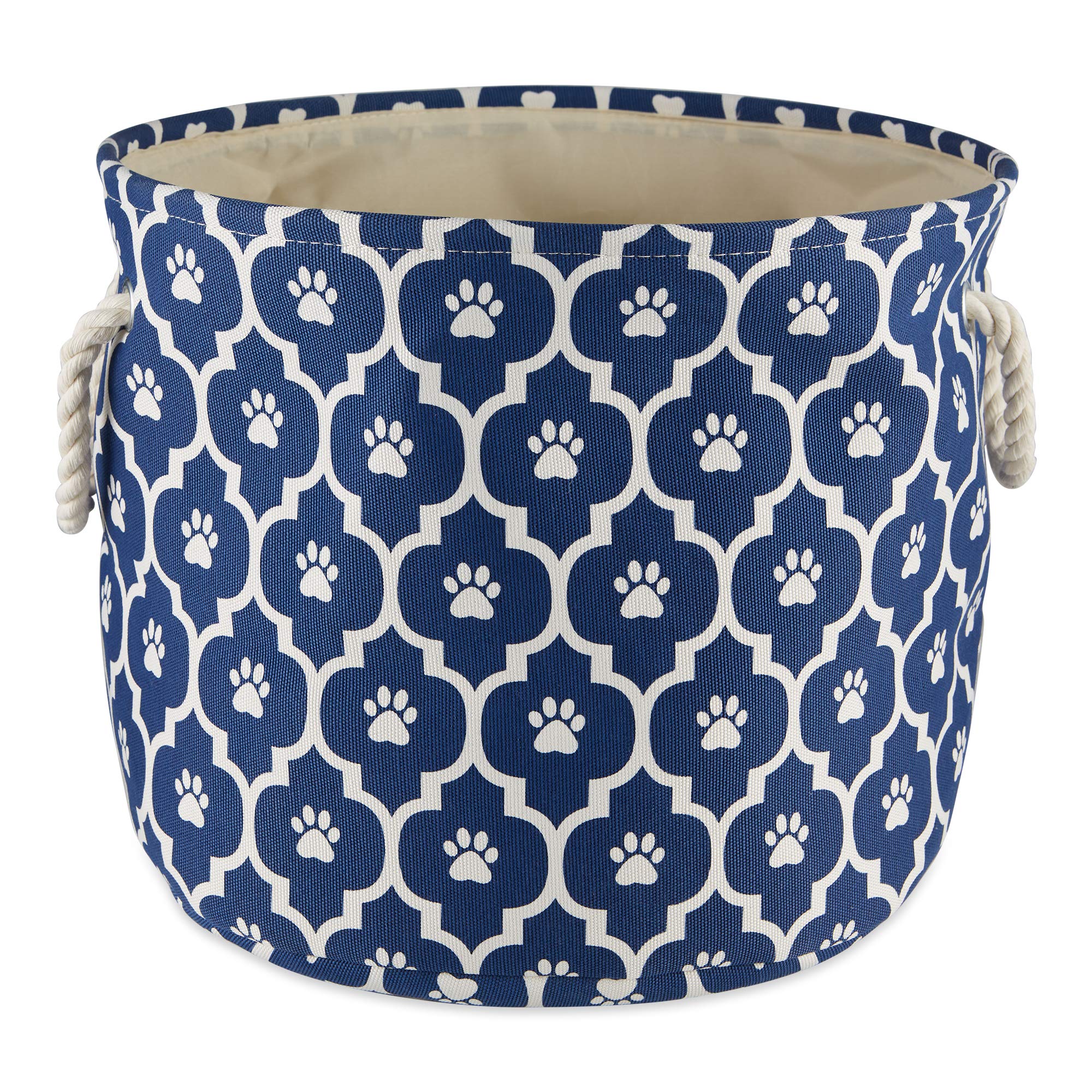 Bone Dry 6192 Pet Storage Collection Lattice Paw Print, Medium Round, Nautical Blue