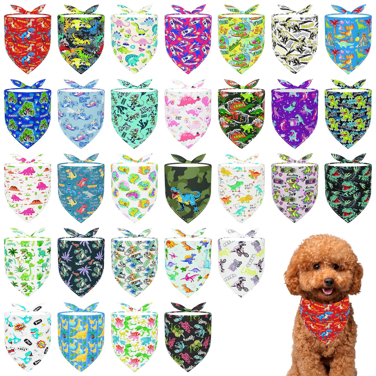 Pai Sence Pride Day Dog Bandanas Bulk for Small Dogs Sewn Edges 18" 30Pcs S