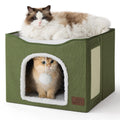 Bedsure Cat House Bed for Indoor Cats with Fluffy Ball and Scratch Pad