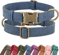 Didog Soft PU Leather Dog Collar, Stylish Quick Released Dog Collars for Medium Dogs, Easy Clean Adjustable Pet Collar for Daily Walking, Blue, M Fit 14-18" Neck