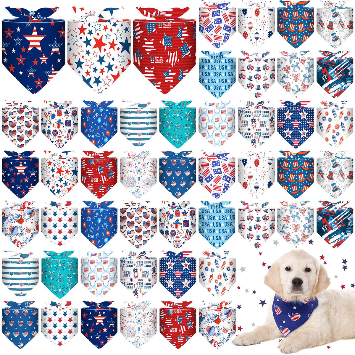 Sanwuta 48 Pcs Dog Bandanas Bulk Pet Bibs Colorful Scarf Pet Bandanas Handkerchief Scarf Breed Accessories for Small Medium Large Dogs Girl Boy Adjustable Puppy Bandana Breed Bib (Thanksgiving)