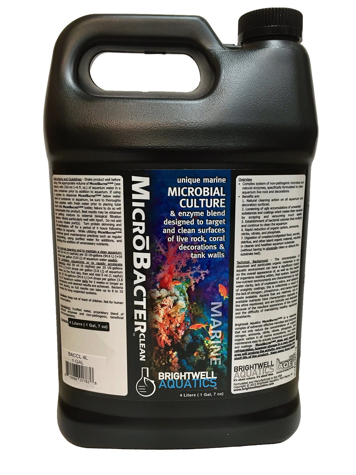 Brightwell Aquatics MicroBacter Clean Marine Aquarium Cleaner Aid, 500 ml