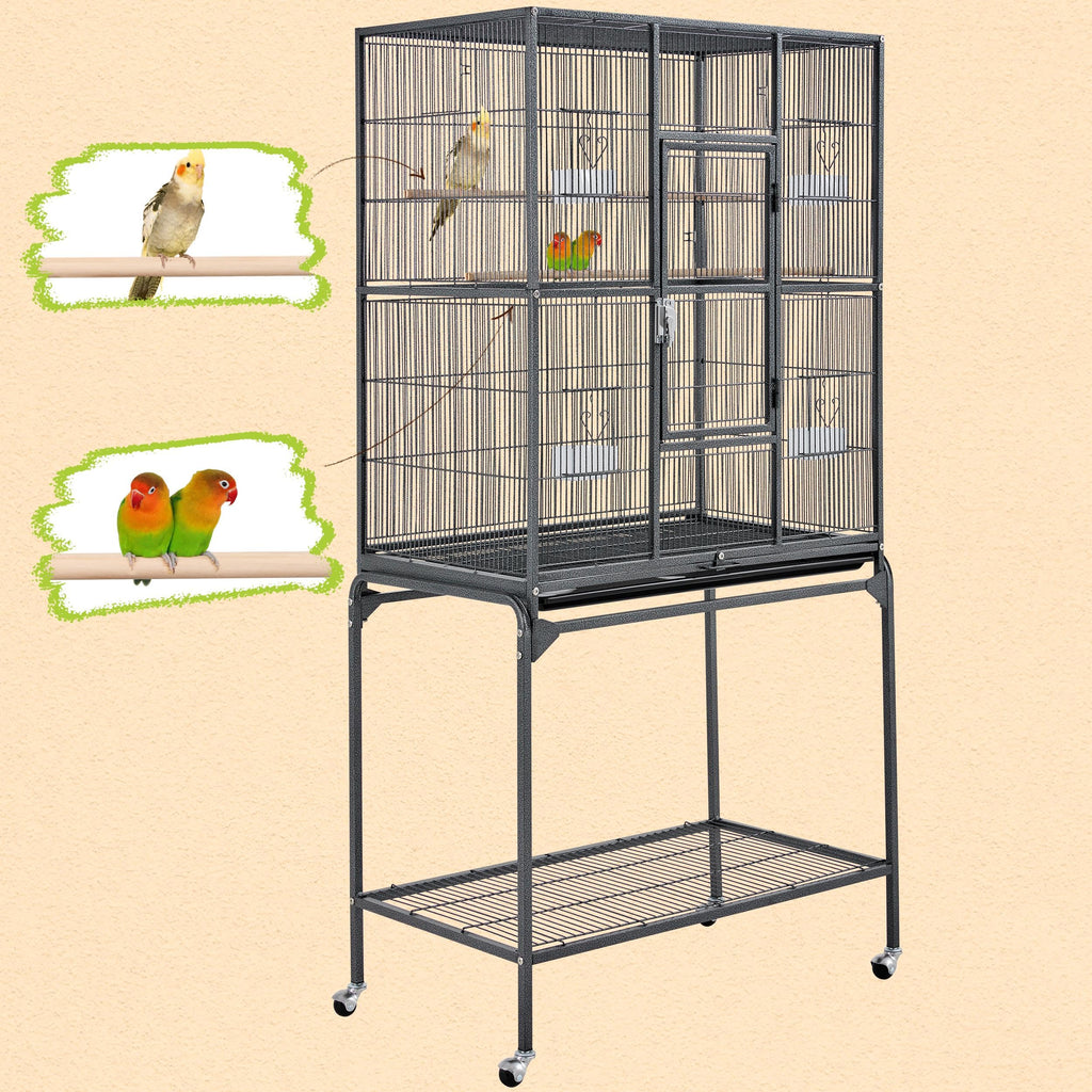 Yaheetech 63-Inch Wrought Iron Rolling Large Bird Cage for African Grey Small Quaker Amazon Parrots Canary Bird Flight Cage
